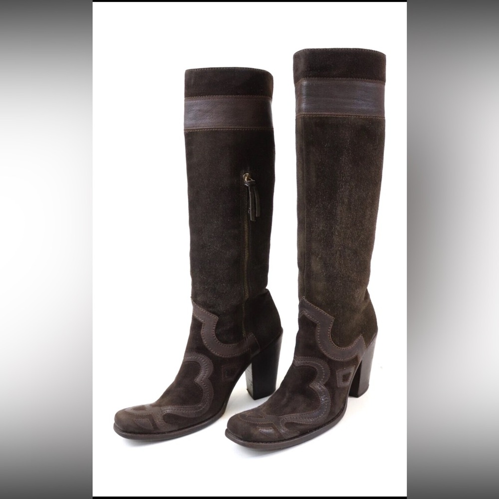 MIU MIU Miuccia Prada Boots Western Cowboy Suede Leather size 10.5/40.5 - Picture 4 of 16